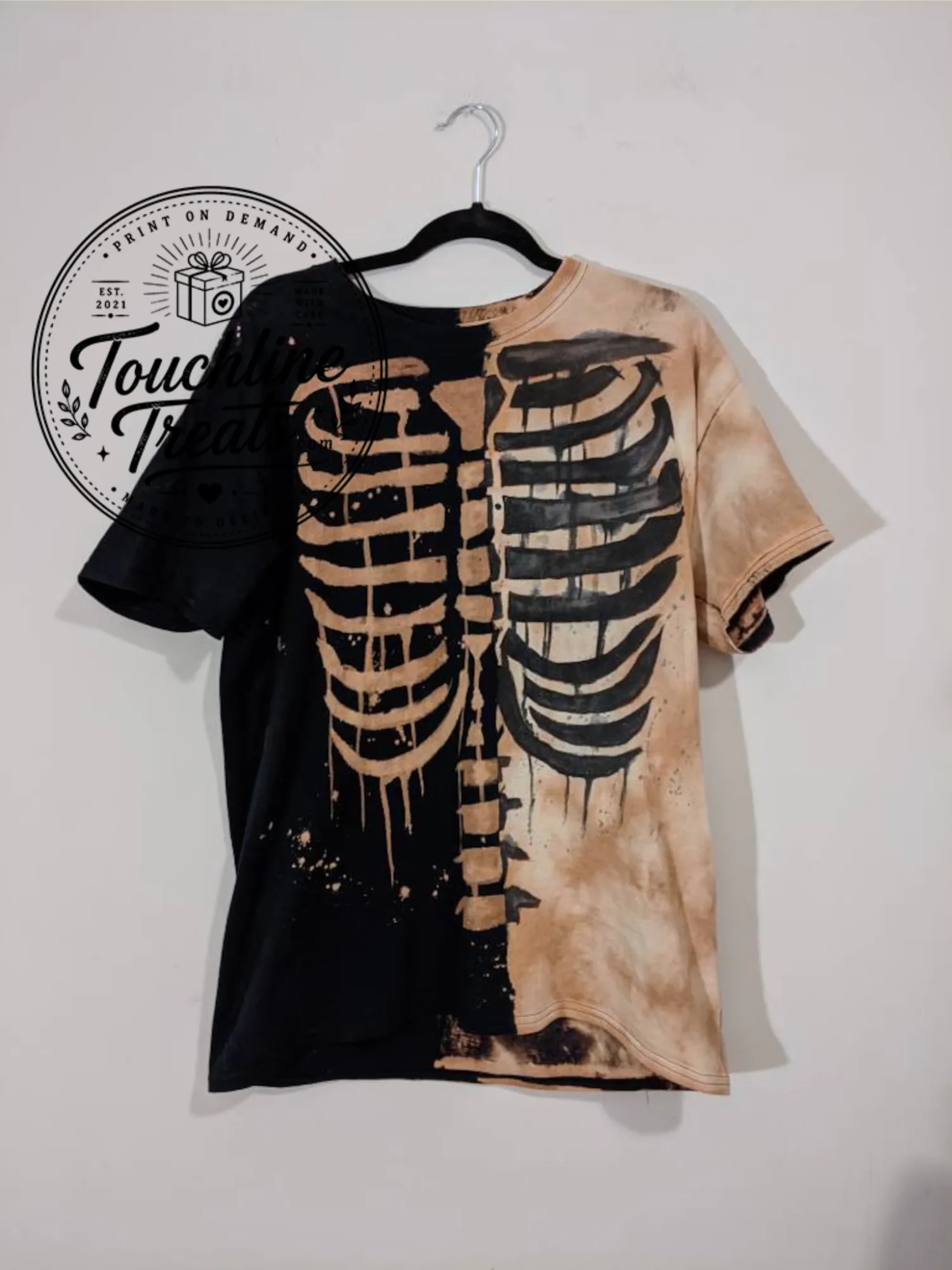 Bleach Dye Skeleton T-Shirt