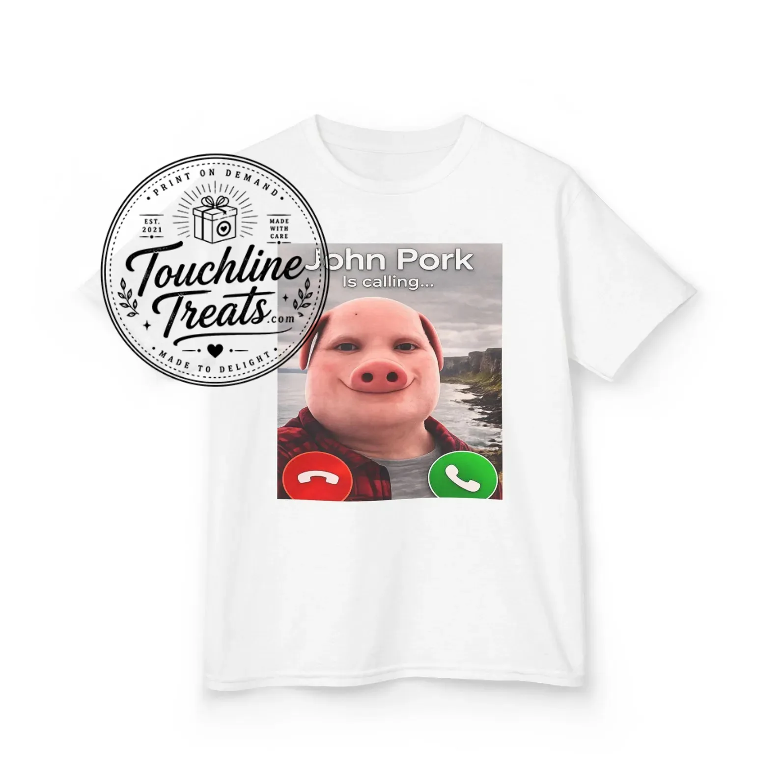 Funny John Pork Calling Graphic T-Shirt