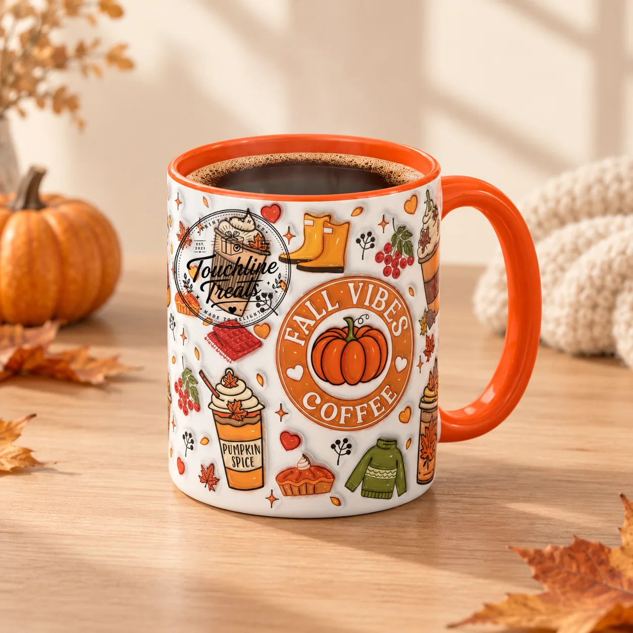 Fall Vibes Pumpkin Coffee Ceramic Mug