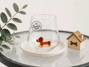 Cute Dachshund Figurine Clear Glass Drinking Cup 1 Thiet ke chua co ten 67