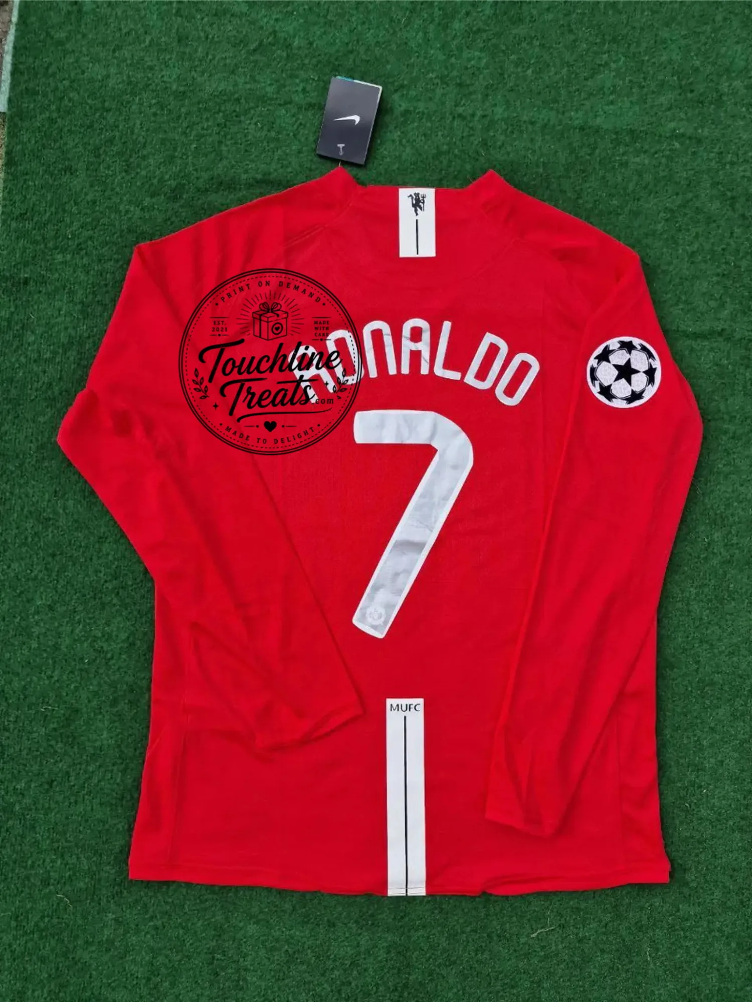 Ronaldo Number 7 Red Long Sleeve Soccer Jersey